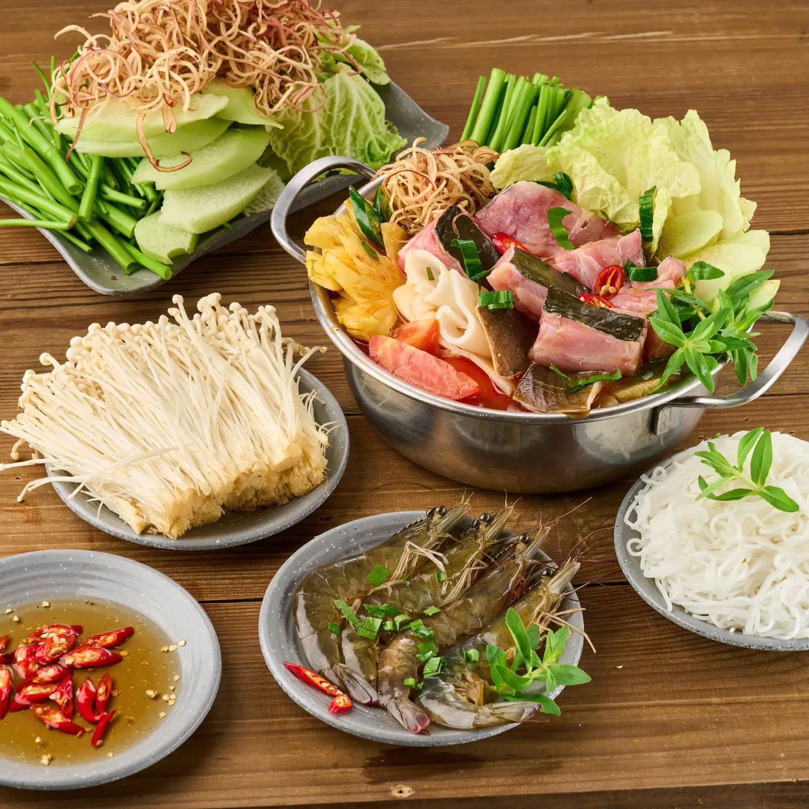 Combo Lẩu Cá Đuối + Tôm + Bò Mỹ + Nấm Kim Châm - 377.000 ₫ tại Lẩu Thái Hải Sản Đệ Nhất - Tô Hiệu