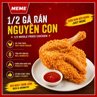 1/2 Gà Rán Nguyên Con  - 219.000 ₫ tại GÀ RÁN MEME BÙI VIỆN - Trần Hưng Đạo