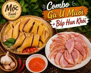 Hình ảnh Combo 1/2 gà ủ muối - bắp hun khói