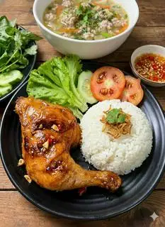 Cơm đùi gà góc tư chiên nước mắm - 59.000 ₫ tại BẾP LÀNH COFFEE & TEA ĂN VẶT - CƠM VĂN PHÒNG - Trần Hưng Đạo