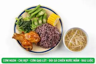Hình ảnh Cơm gạo lức - Đùi gà chiên nước mắm - Rau luộc