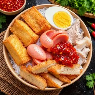 Hình ảnh Bún nước tương đầy đủ