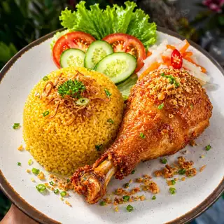 Cơm GÀ đùi VỪA nhúng sốt ĐẶC BIỆT - 58.000 ₫ tại Cơm Gà & Cơm Tấm Sườn Vạn Phúc - Đinh Thị Thi
