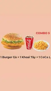 Hình ảnh COMBO 5 ( 1 burger gà rán +1 khoai tây lắc +1 coca)