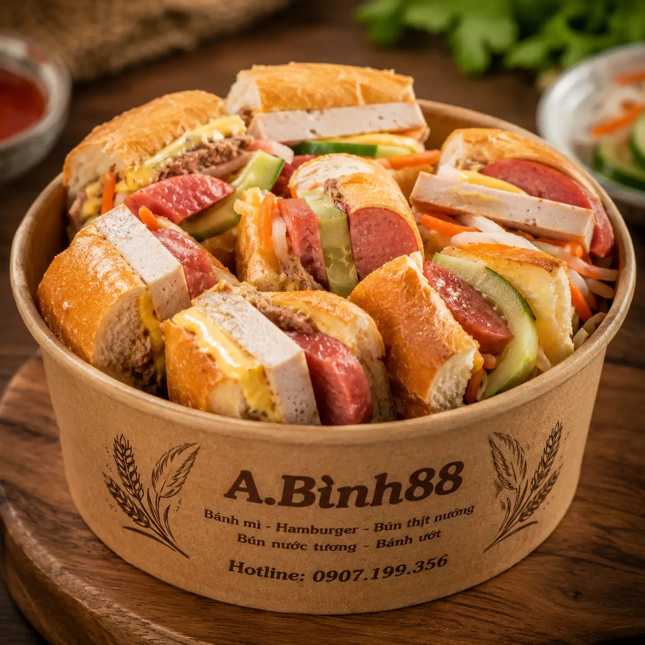 bánh mì trộn nem nướng  - 55.000 ₫ tại Bánh Mì A Bình 88 - Võ Duy Ninh