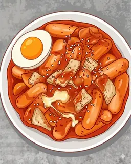 Hình ảnh Tokbokki nhân phô mai sốt Hàn Quốc