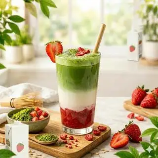 Hình ảnh Matcha latte dâu