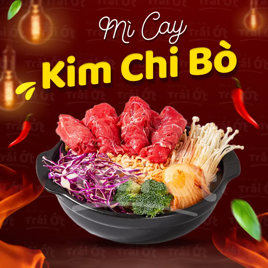 Mì Cay Kim Chi Bò - 76.000 ₫ tại Mì Cay Trái Ớt Gò Vấp - Đường 20
