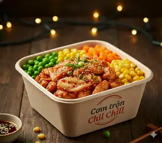 Hình ảnh Cơm trộn thịt lợn ba chỉ xào kim chi
