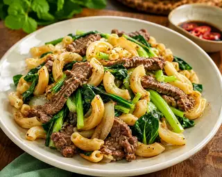 Hình ảnh nui xào bò