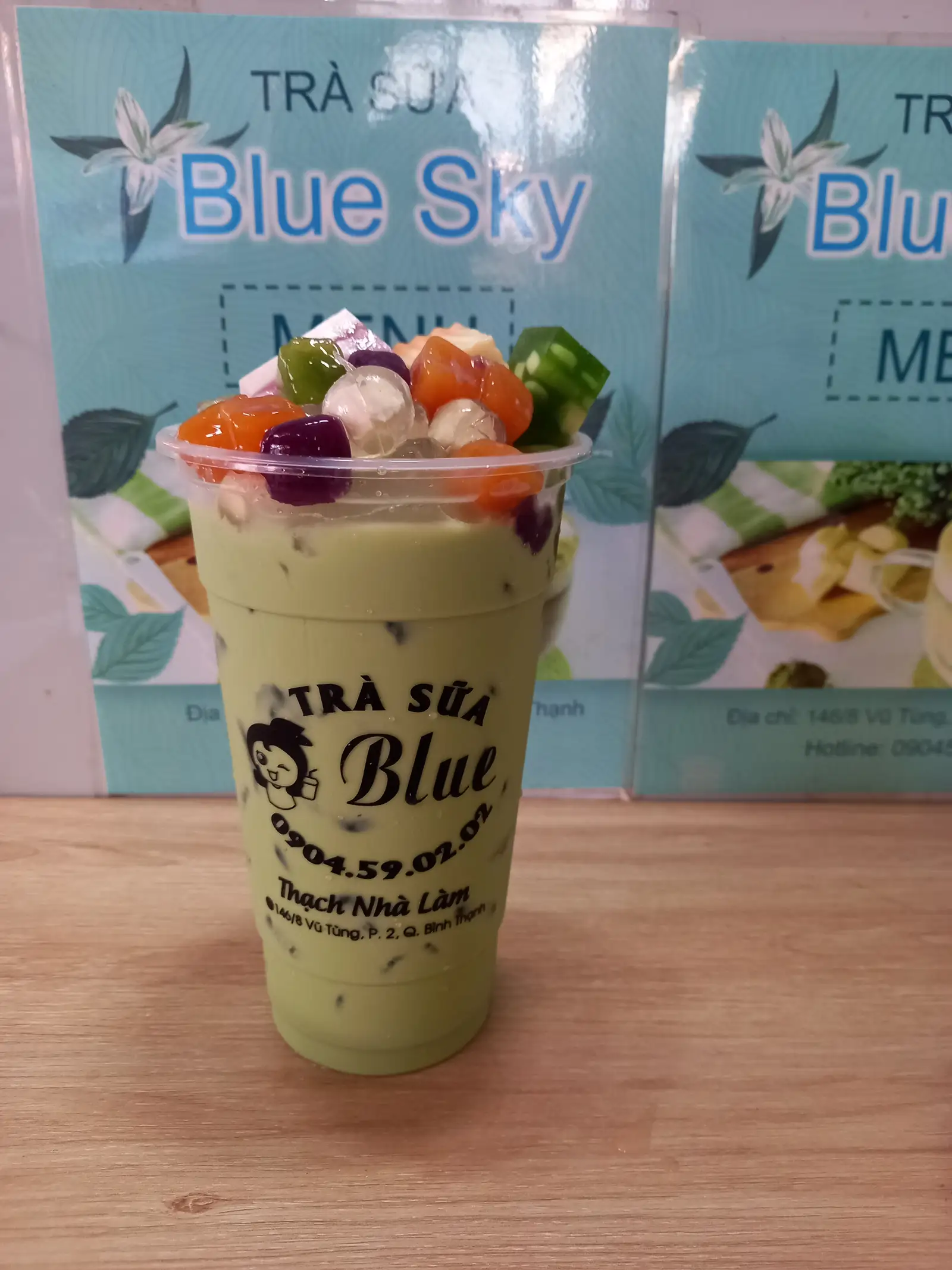 Trà sữa Thái xanh full topping - 38.000 ₫ tại Trà Sữa Blue Sky - Vũ Tùng