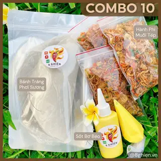 Hình ảnh Combo 10 Bánh Tráng Hành Phi Muối Nhiễn - Combo 3 Túi Hành Phi - Chai Bơ Xịt - Ống Bơ Trứng Gà