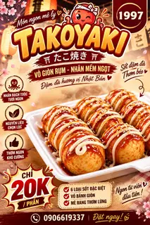 Hình ảnh Takoyaki truyền thống -  6 viên