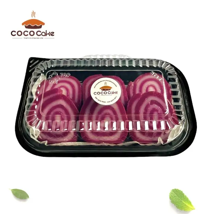 Hình ảnh Da lợn cuộn khoai môn lá cẩm hộp 6 khoanh