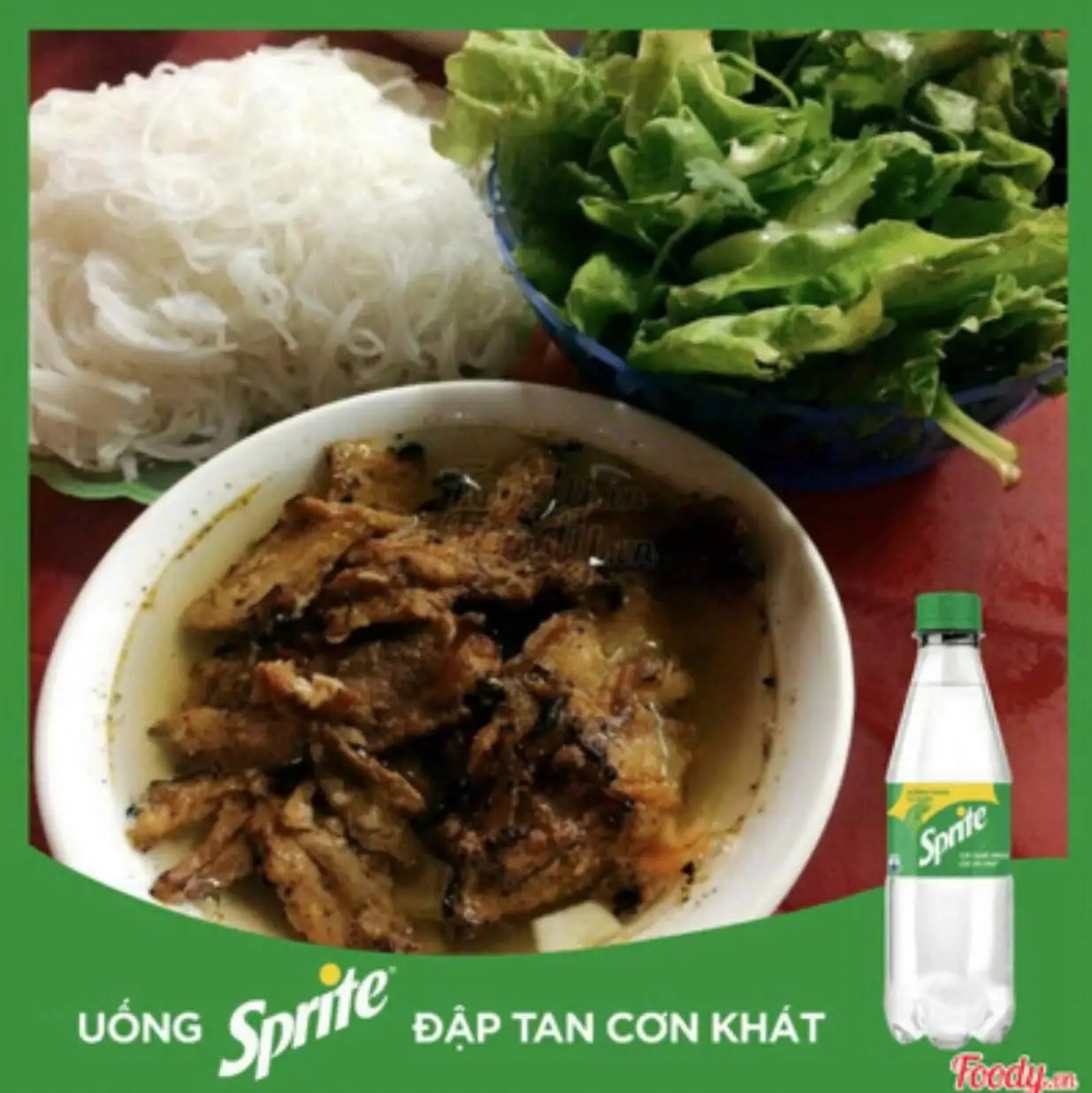 Hình ảnh Bún chả chấm + Sprite