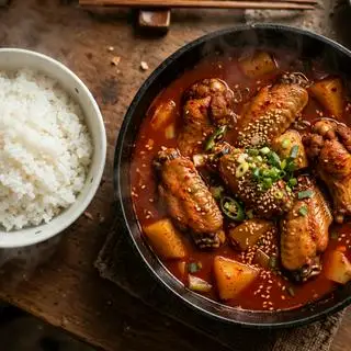 Hình ảnh cơm cánh gà hầm cay
