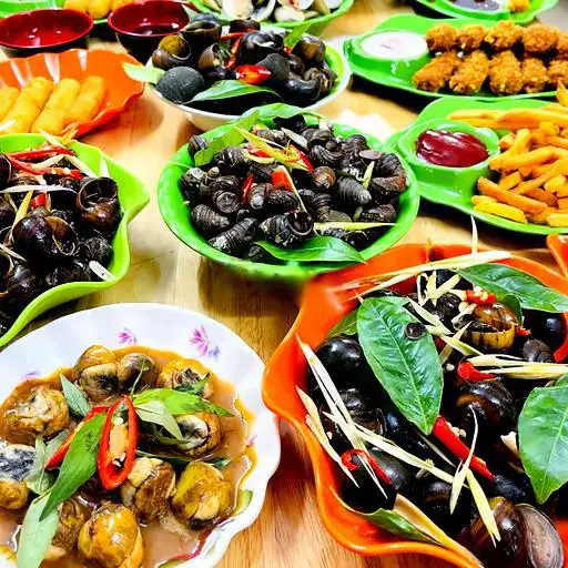 Hình ảnh Combo 4: 1 ốc to - 1 ngao - 5 nem rán - 1 khoai - coca chai
