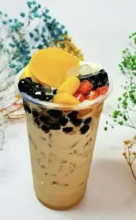 Hình ảnh Trà sữa Hỷ Hỷ đặc biệt full topping có flan ( size L)