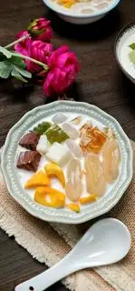Hình ảnh chè xoài thạch caramen trân châu full topping