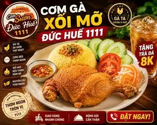 Hình ảnh Cơm Gà Xối Mỡ Giòn Rụm – Ăn Là Ghiền+ Trà Đá 8k