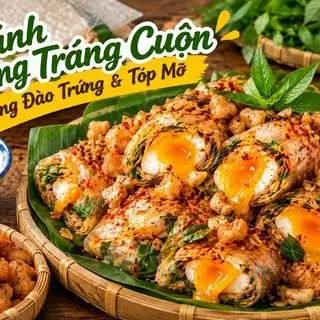Hình ảnh Bánh tráng cuộn lòng đào tóp mỡ 