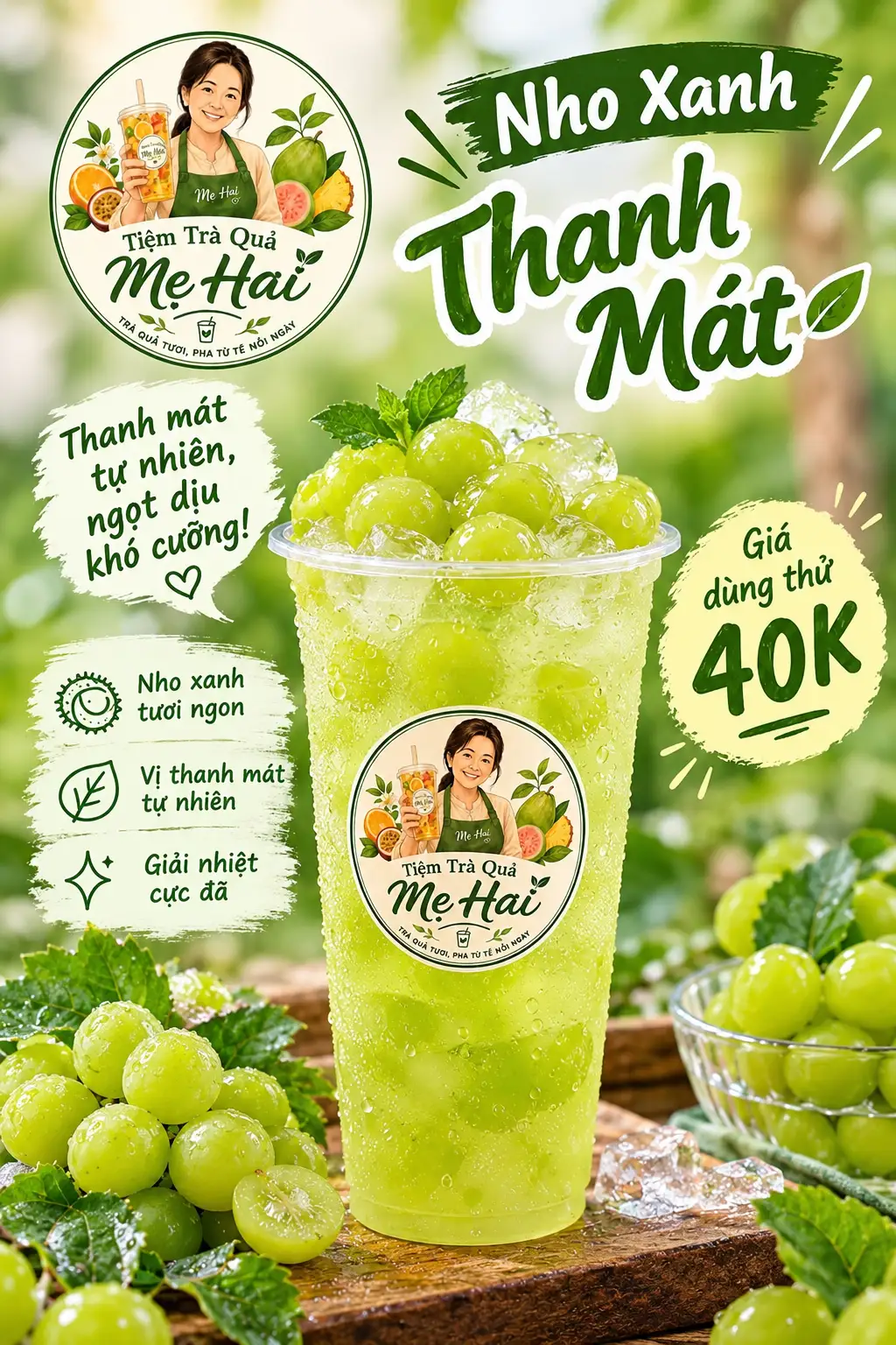 Hình ảnh Nho Xanh Thanh Mát