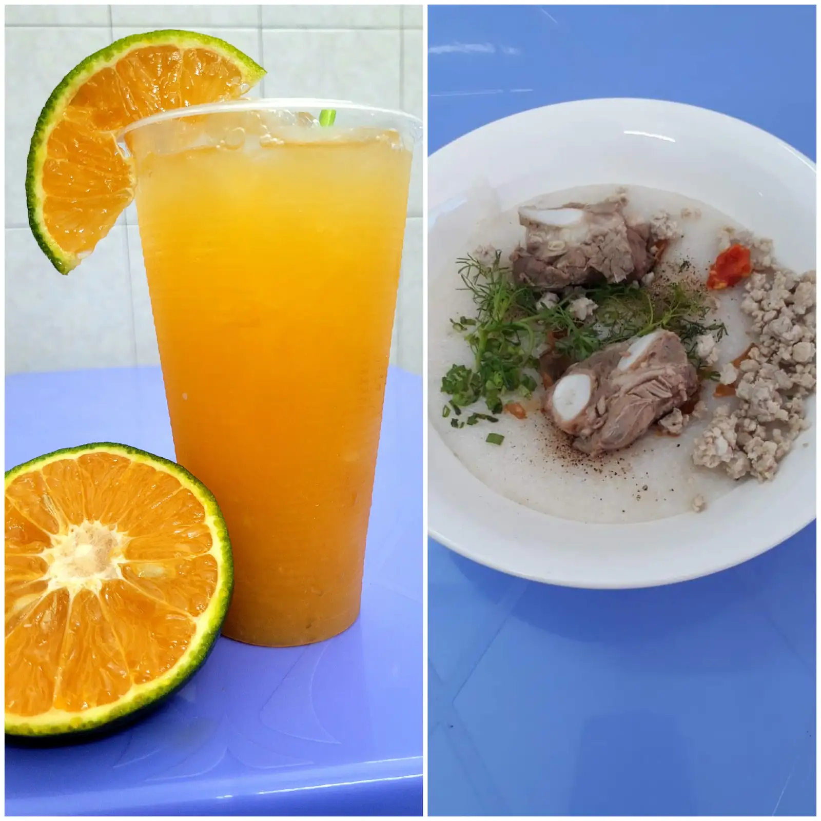 Combo Cháo Thịt Bằm +Sườn +Nước Cam ép ly 700ml - 76.000 ₫ tại Cháo Sườn & Bún Chả Hà Nội - Vĩnh Viễn 