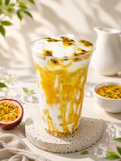 Hình ảnh Chanh Dây Latte Kem Muối – Thức Uống Mát Lạnh Béo Thơm, Chua Ngọt Hấp Dẫn