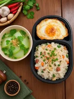 Cơm rang tỏi - trứng ốp la - 25.000 ₫ tại Cơm Quê Dì Bí - Cơm Nhà Nấu Ngon - Bùi Viện