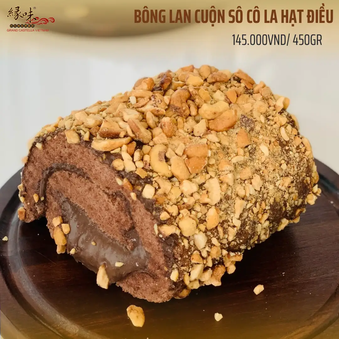 Bánh bông lan cuộn chocolate hạt điều - 108.000 ₫ tại GRAND CASTELLA - Duyên Vị Bakery - Hàm Nghi