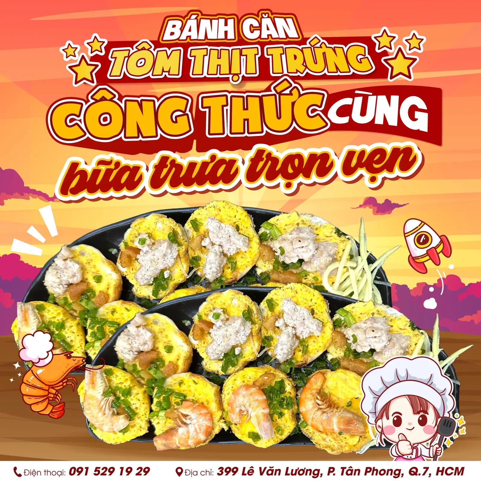 Bánh căn tôm thịt trứng gà - 75.000 ₫ tại Phan Rang Quán - Bánh Căn & Nem Cuốn - Lê Văn Lương
