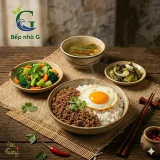 Hình ảnh CƠM THỊT CHƯNG MẮM TÉP/RICE WITH DIFFERENT MEAT
