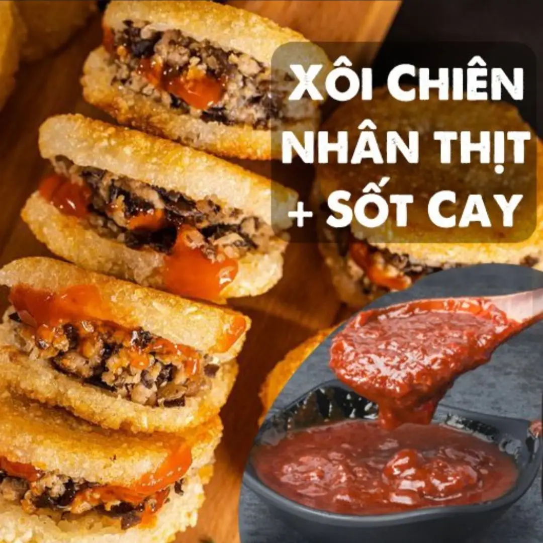 6 Xôi Chiên Nhân Thịt + Sốt Cay Hàn Quốc - 57.000 ₫ tại Bếp Ăn Vặt Của Pá - Xôi Chiên &Tokbokki