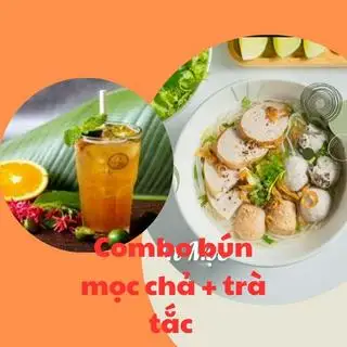 Hình ảnh bún mọc chả + trà tắc