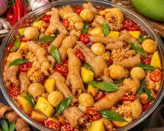 Hình ảnh Chân Gà Mix Trứng Non Ngâm Mắm Me 