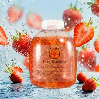 Hình ảnh Trà kombucha dâu tây fizz sảng khoái - có ga tặng kèm cốc đá