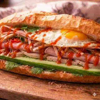 Hình ảnh bánh mì chả trứng