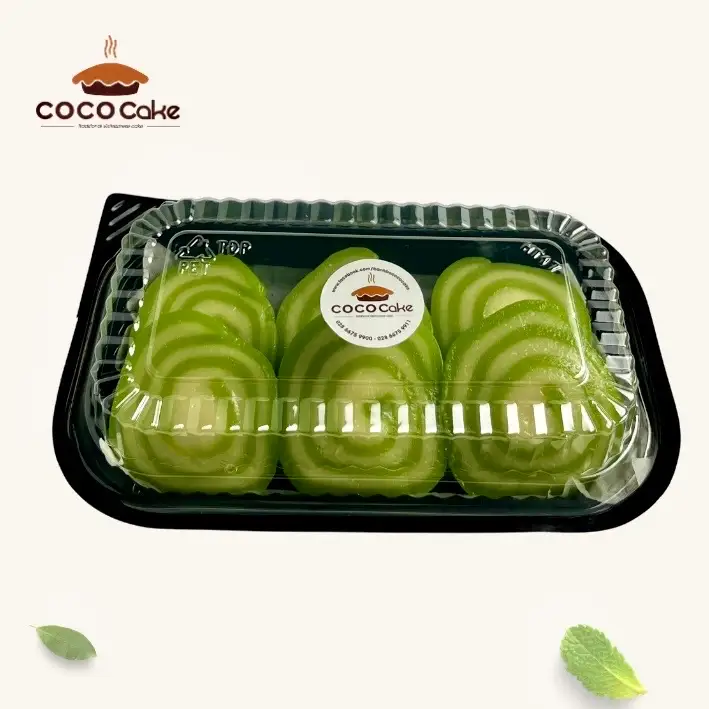 Hình ảnh Da lợn cuộn đậu xanh lá dứa hộp 6 khoanh