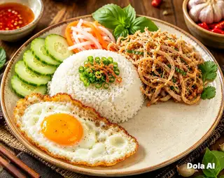 Hình ảnh cơm sườn trứng bì