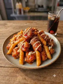 Hình ảnh Gà viên tokbokki sốt chua ngọt + coca