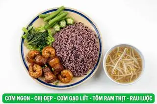 Hình ảnh Cơm gạo lức - Tôm ram thịt - Rau luộc. canh