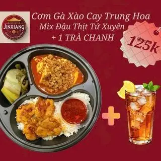 Hình ảnh Cơm mix gà xào cay - đậu Tứ Xuyên - Kèm 1 Trà Chanh