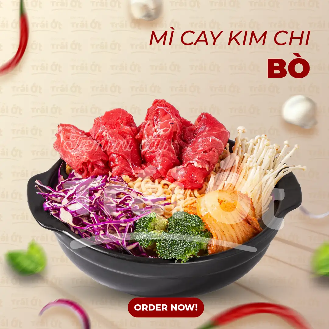 Mì Cay Kim Chi Bò - 77.000 ₫ tại Mì Cay Trái Ớt - Hoàng Hoa Thám