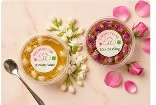 Hình ảnh sốt hoa nhài tươi chấm mochi