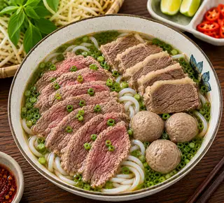Hình ảnh Bún Bò Tái Nạm Bò Viên