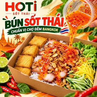 Hình ảnh Bún sốt Thái sứa sợi đậu giòn trứng béo