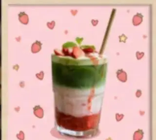 Hình ảnh Matcha latte dâu tây