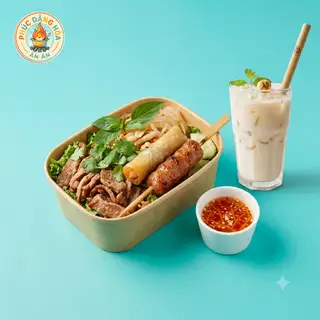 CB: Sữa đậu nành + 01 Bún (Bì + Thịt Khìa + Chả Giò + Nem Nướng) - 92.000 ₫ tại Phúc Đăng Hỏa - Bún, Bánh Hỏi & Bánh Mì - Âu Cơ