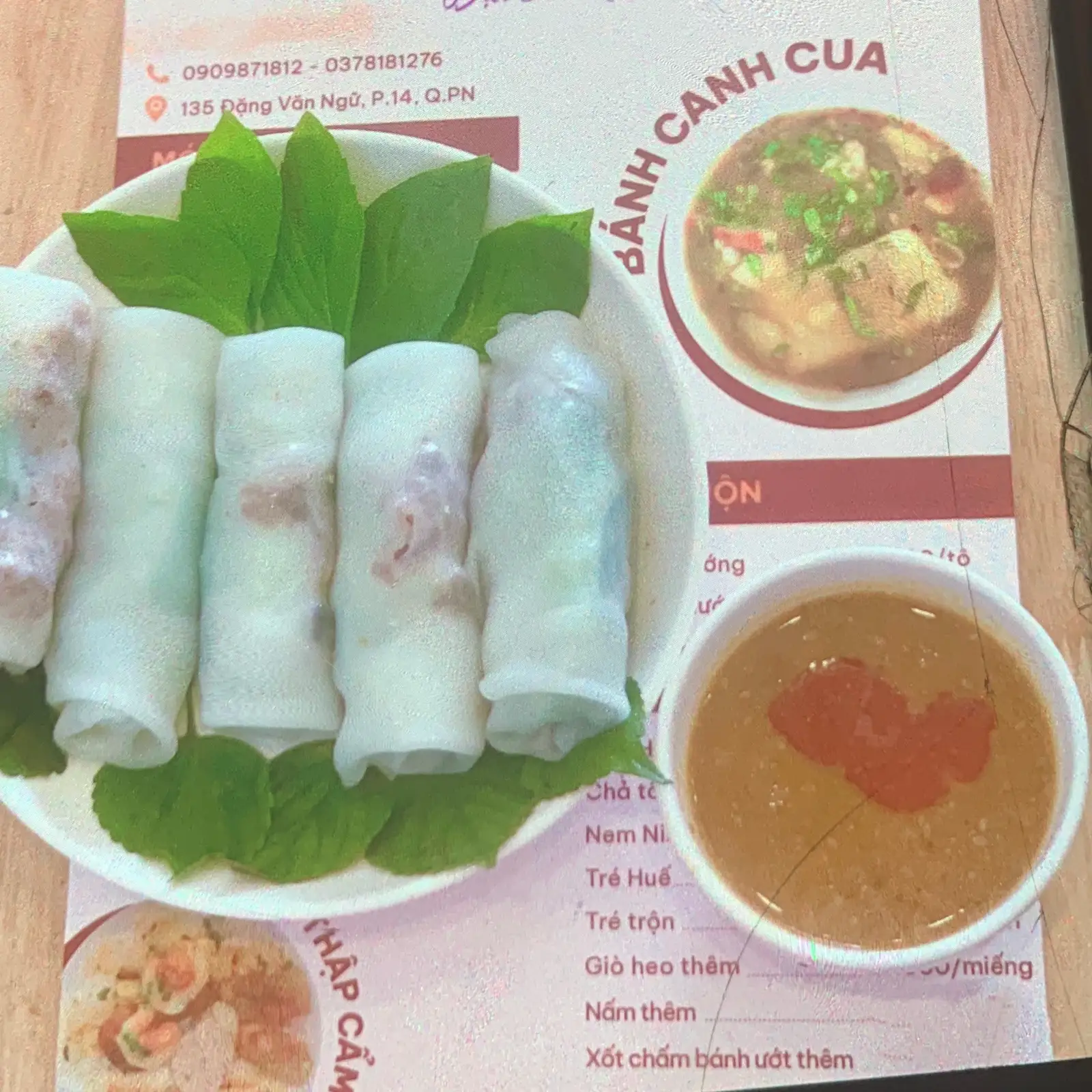 Bánh ướt cuốn thịt nướng - 60.000 ₫ tại Quán Bà Dạng - Bánh Canh Cua Đặc Sản Huế - Đặng Văn Ngữ