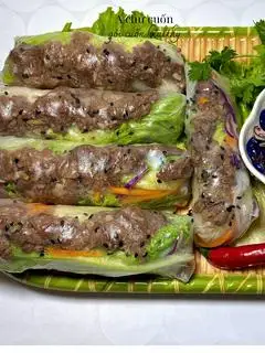 Hình ảnh sét 2 gỏi cuốn bò xào mềm